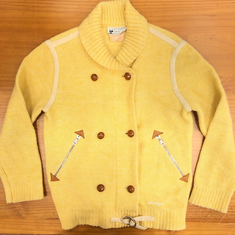 Vintage 60s 70s French Courreges Knit Pea Coat